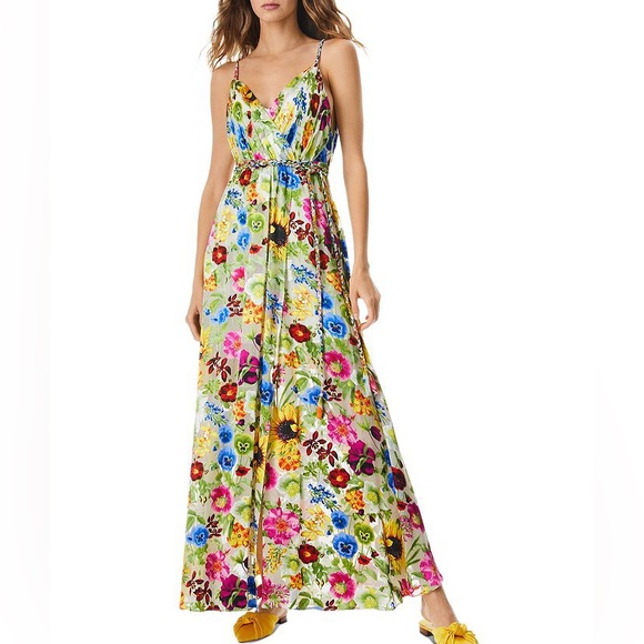 Alice and Olivia Samantha Floral Burnout Wrap Maxi Dress - Picture 1 of 6